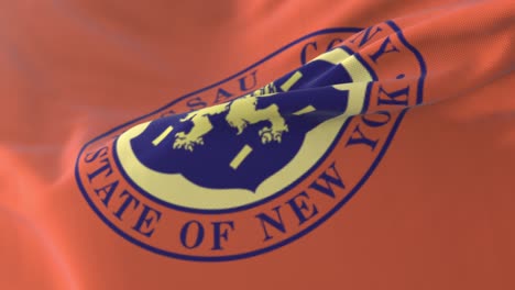 nassau county flag, state of new york, united states of america - loop