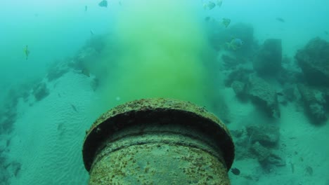 underwater sewer pipe discharging wastewater into the ocean