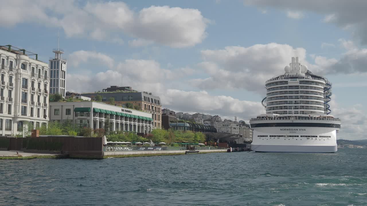 Norwegian Viva cruise ship docked in cityscape