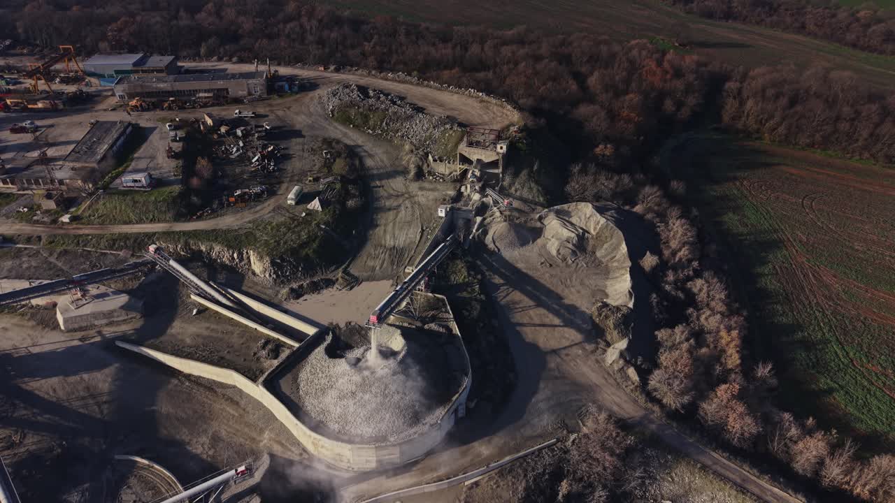 Operation of a quarry site with machinery and production activity