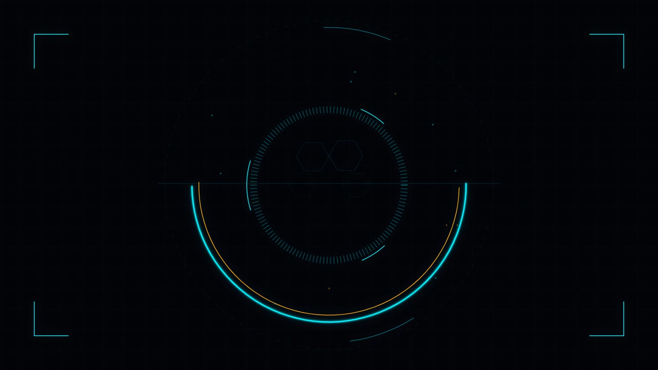 Futuristic Digital HUD Interface with Rotating Circular Elements