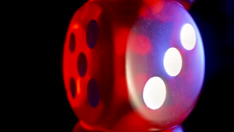 close-up of red dice showing three