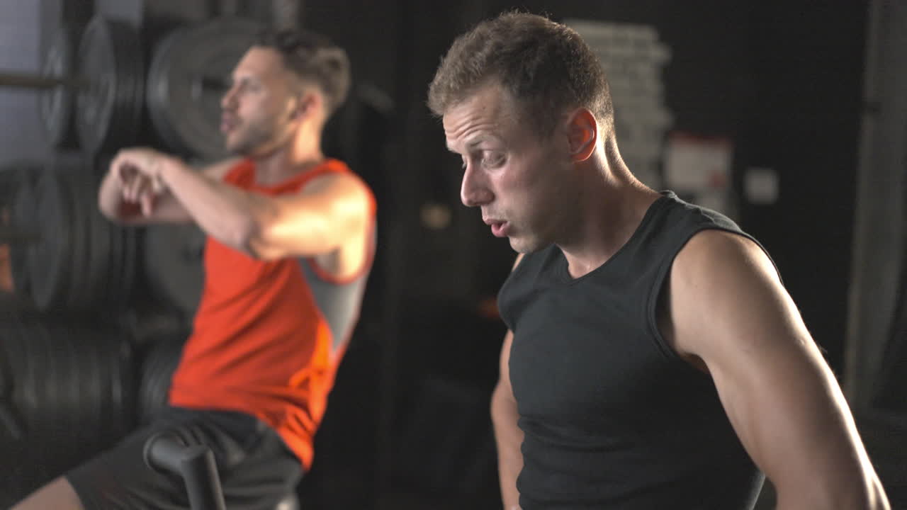 Men working out in the gym