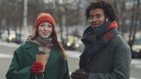 couple enjoying winter coffee break