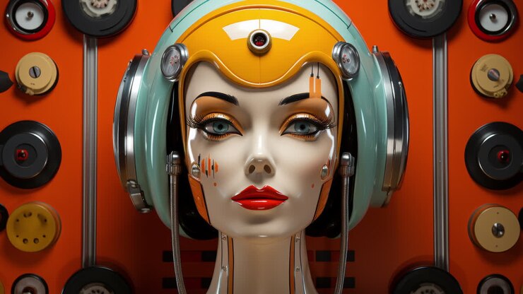 Cuffie tech da donna e visori VR futuristici realizzati con AI