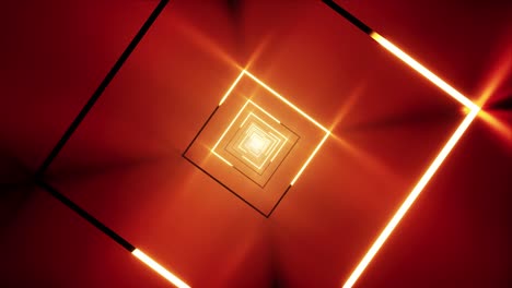 glowing red light square in the rotating metal tunnel vj loop