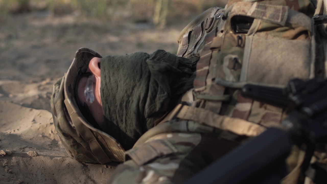 Soldier Resting in Desert