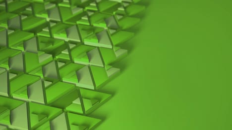 color verde esmeralda del minimalismo. vista superior representación 3d de animación en bucle con el movimiento de triángulos geométricos. fondo sin fin para la presentación. animación de negocios