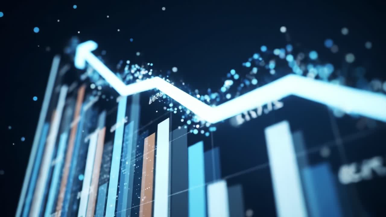 Data Analytics Shows Upward Trend in Market Performance With Visual Graphs and Indicators