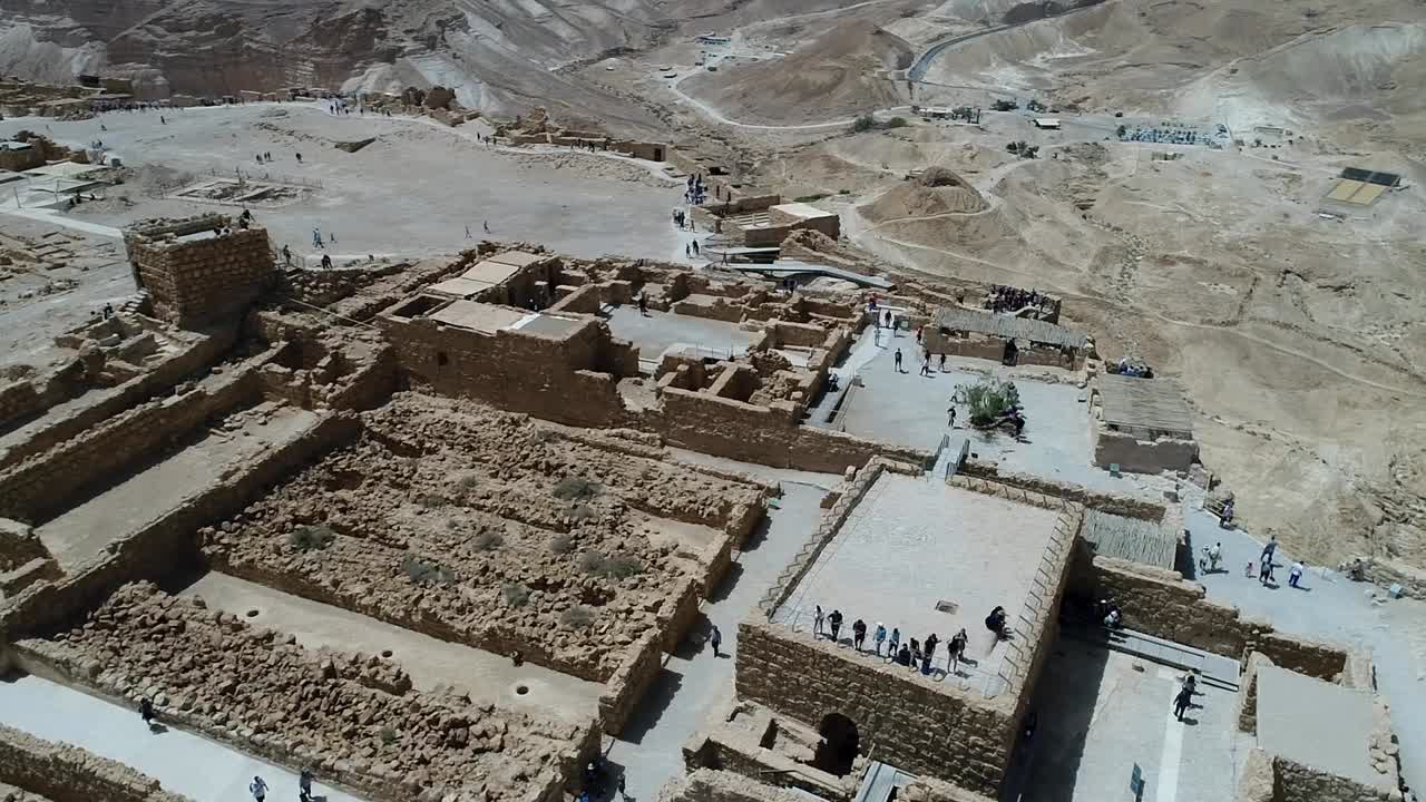Aerial view of Masada, in Judea desert, Israel.