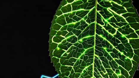 glowing leaf with electric veins