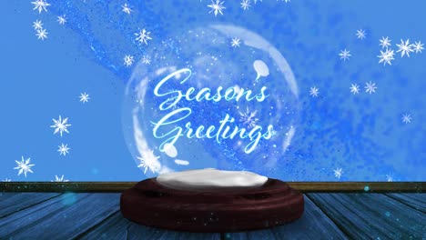 Animation-of-christmas-greetings-in-snow-globe-with-shooting-star-and-snow-falling