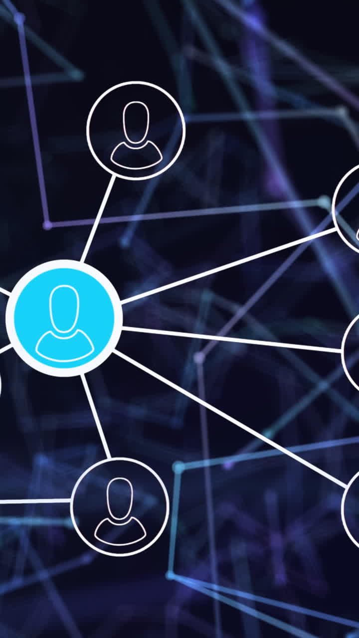 animación de la red de conexiones con personas iconos sobre enlaces brillantes