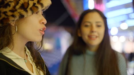 Two women out at night