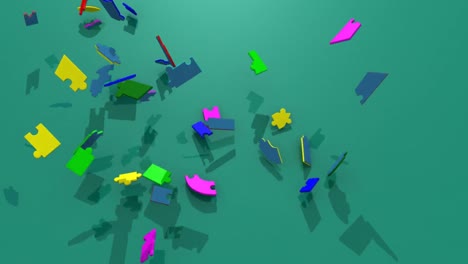 3d colorido rompecabezas cayendo formando estrategia