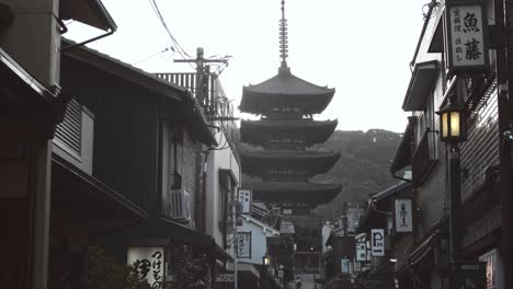 slide shot of a beautiful temple early in the morning in kyoto, japan 4k slow motion