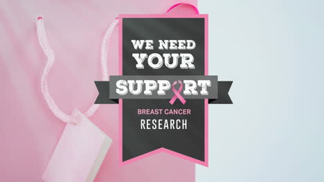 animation of you need support over pink present bag on white background