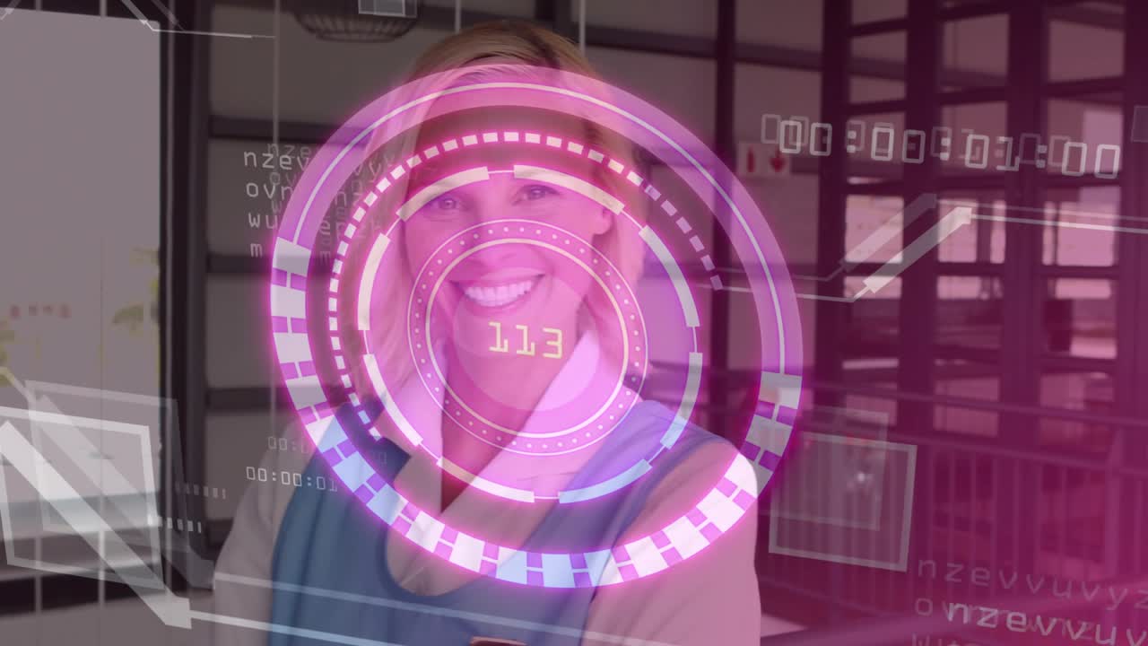 Nurse reacting to footsteps while doctor entering and pointing at medical hologram reviewing data