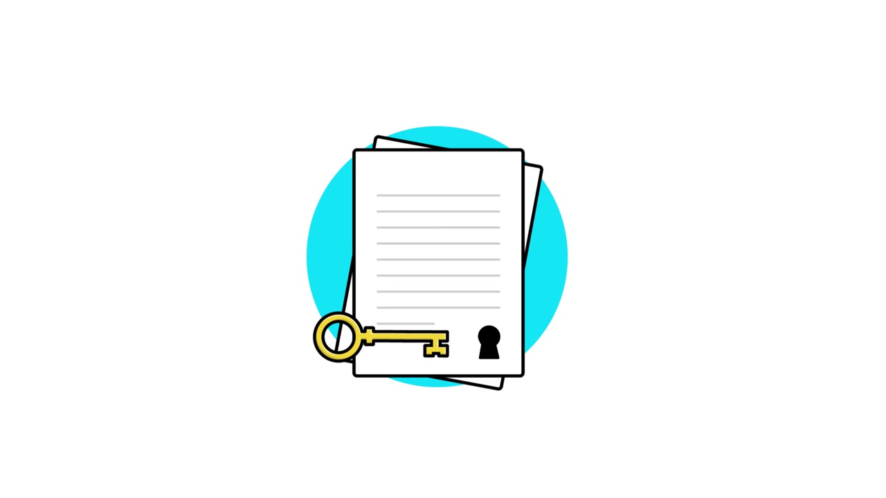 Golden Key Unlocking a Confidential Document Illustration