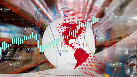 Animación-Del-Procesamiento-De-Datos-Financieros-Sobre-El-Globo-Y-El-Almacén.