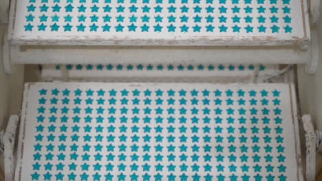 Tray of blue stars, jelly beans, sugar, gums, industrial