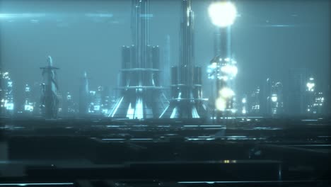 paisaje urbano futurista por la noche