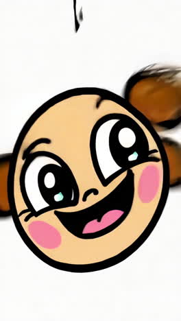 expressive cartoon faces and abstract blurs