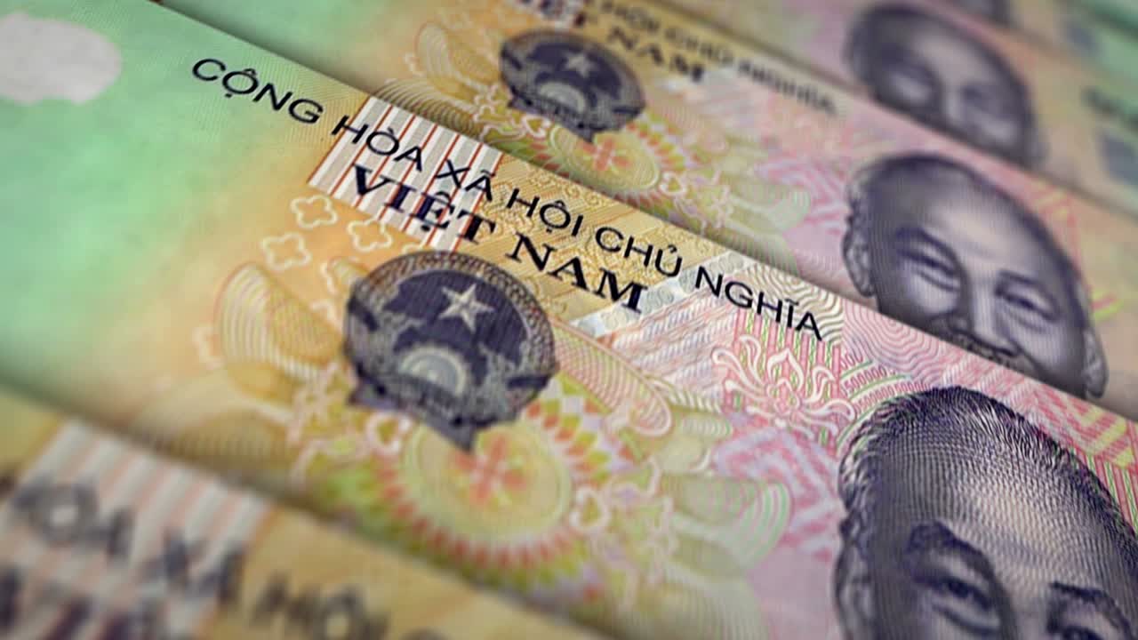 베트남 돈 지폐 표면 루프 애니메이션