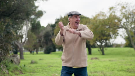 happy elderly man, dancing