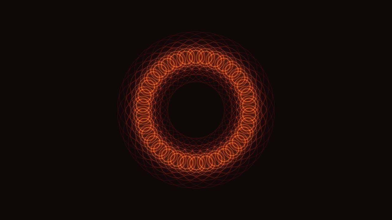 girando círculos geométricos sagrados, brillando de color naranja sin costura, bucle vj