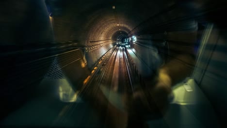 loopable seamless timelapse of the train moving underground from station to station