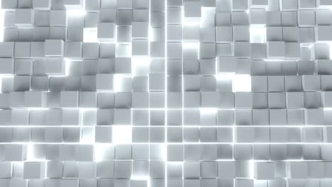 cubos en movimiento limpios blancos con bucle de fondo brillante