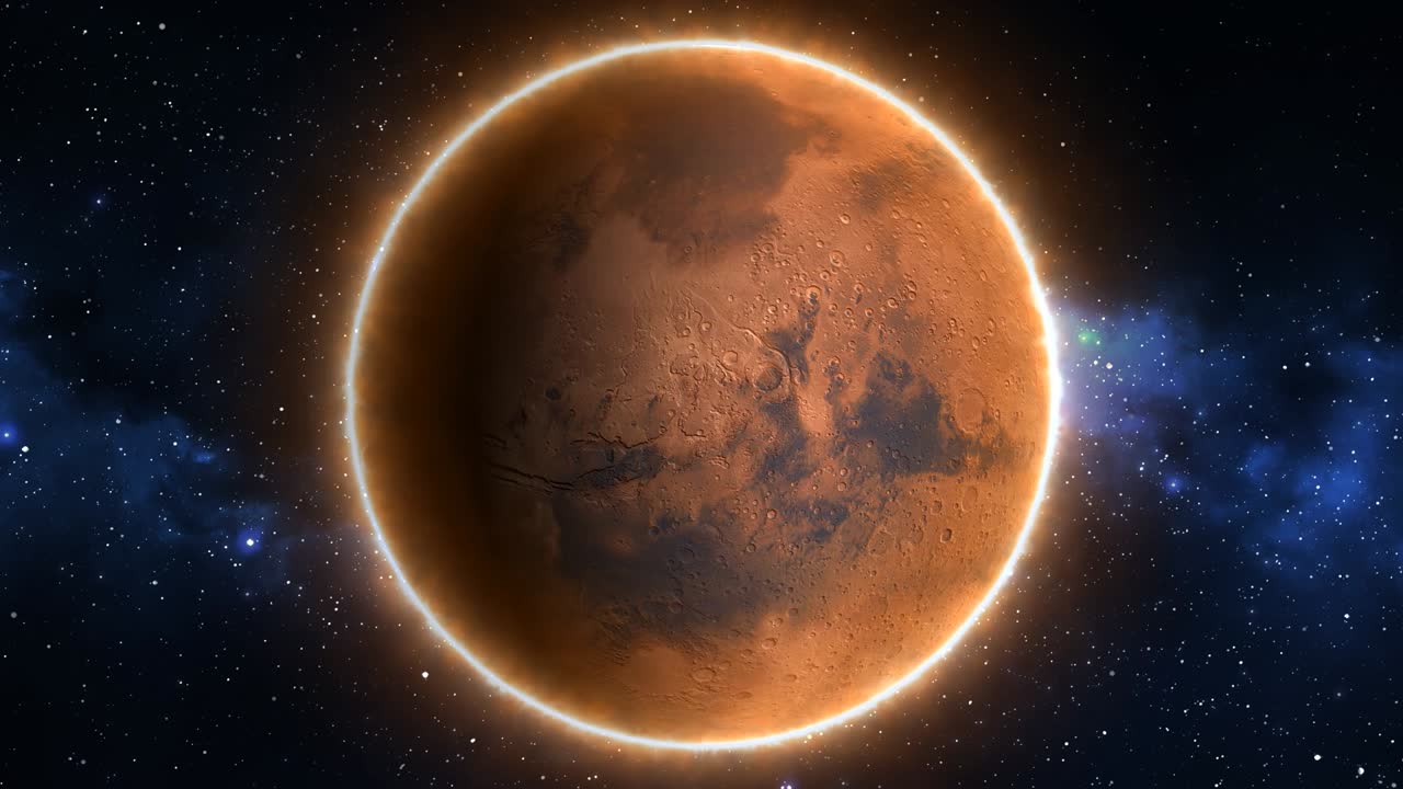 hermosa vista del planeta marte desde el espacio timelapse y las estrellas - 4k animación de fondo de movimiento de bucle sin costuras