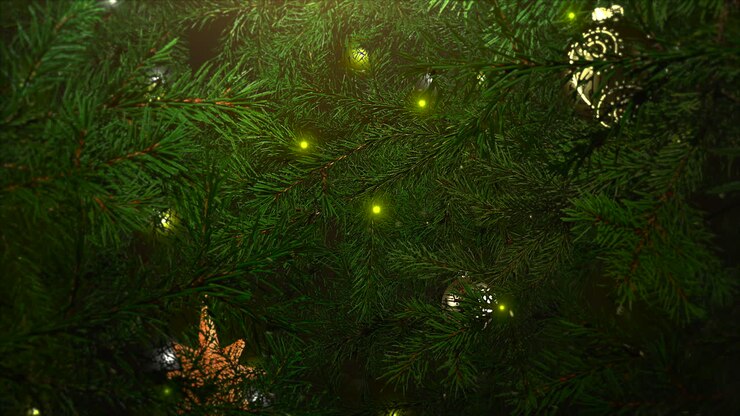 animerede closeup bolde og grønne trægrene på skinnende baggrund