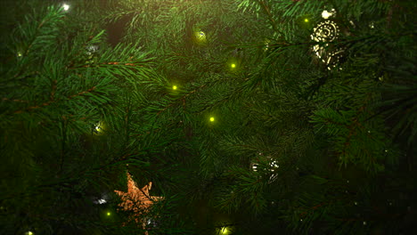 Animierte-Nahaufnahmebälle-Und-Grüne-Äste-Auf-Glänzendem-Hintergrund