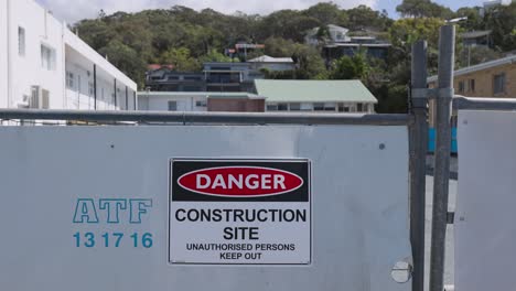 warning sign at construction site entrance