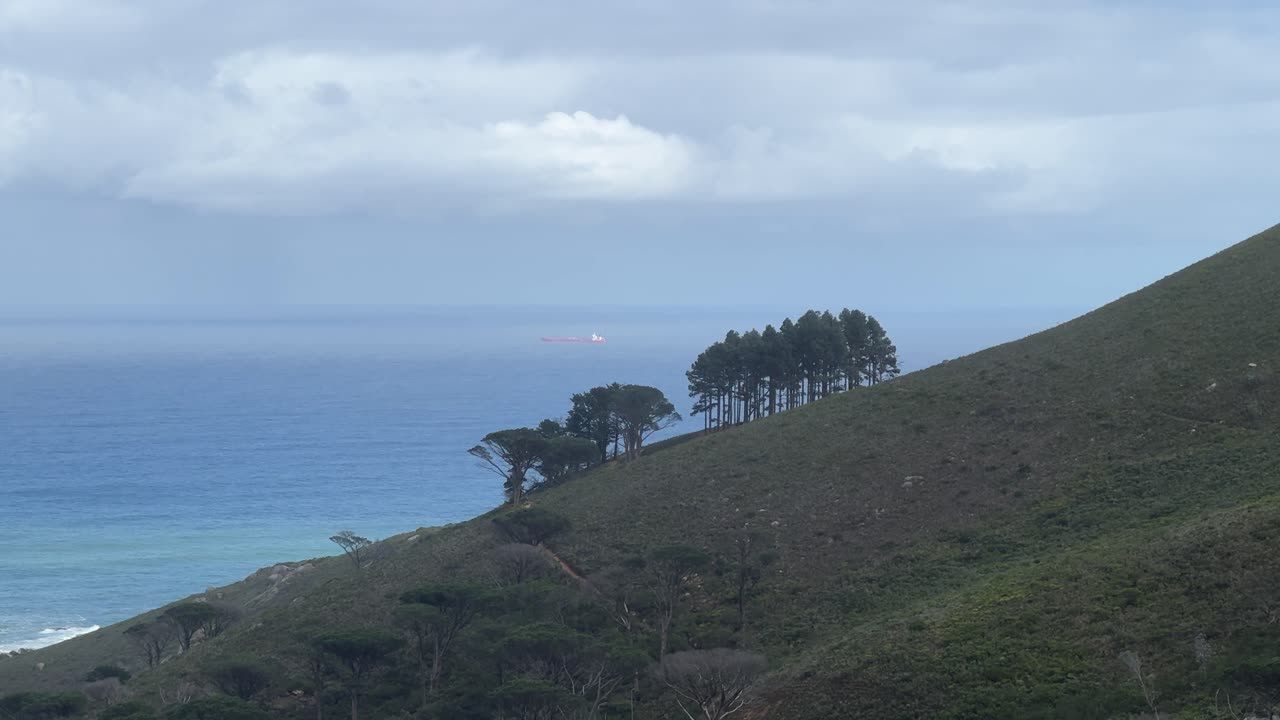 Views from Table Mountain towards the Atlantic Oceanand Lions Head in Cape Town, South Africa