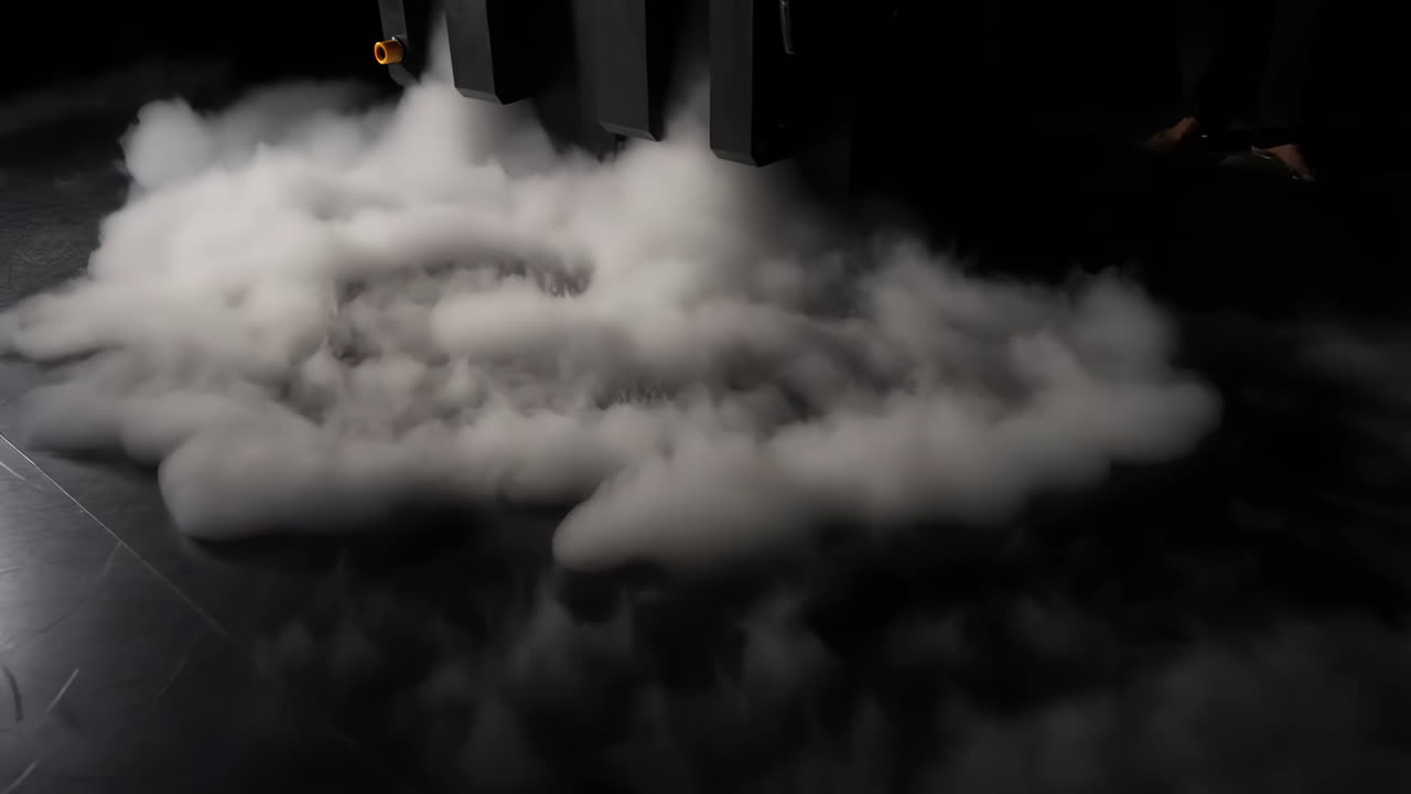 Thick White Smoke and Fog Effect on a Dark Floor