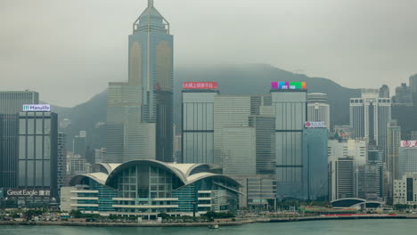 hong kong - 19 march 2025 : hong kong central city skyline filmed from across the harbour in kowloon