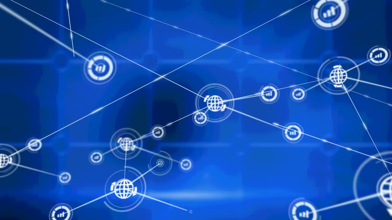 animación de la red de conexiones sobre fondo azul