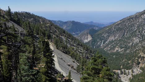 ski lift to top of the notch in mount san antonio during the summer