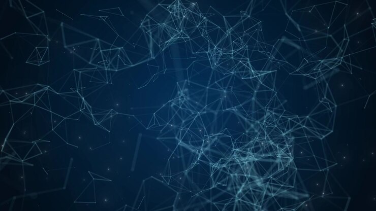 Abstract Digital Network Connection with Floating Particles