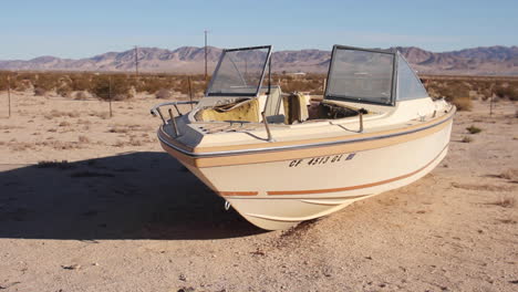 abandoned boat in the desert
