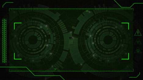 animación de marcadores verdes sobre el escaneo de visores