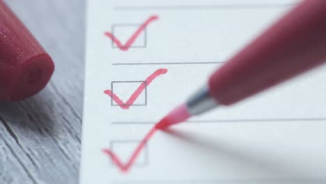 checking off tasks on a checklist