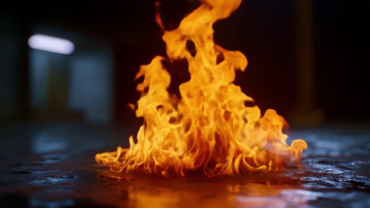 Captivating Flames: A Dynamic Visual Journey through the Intense and Mesmerizing Nature of Fire's Flickering Dance in a Darkened Environment