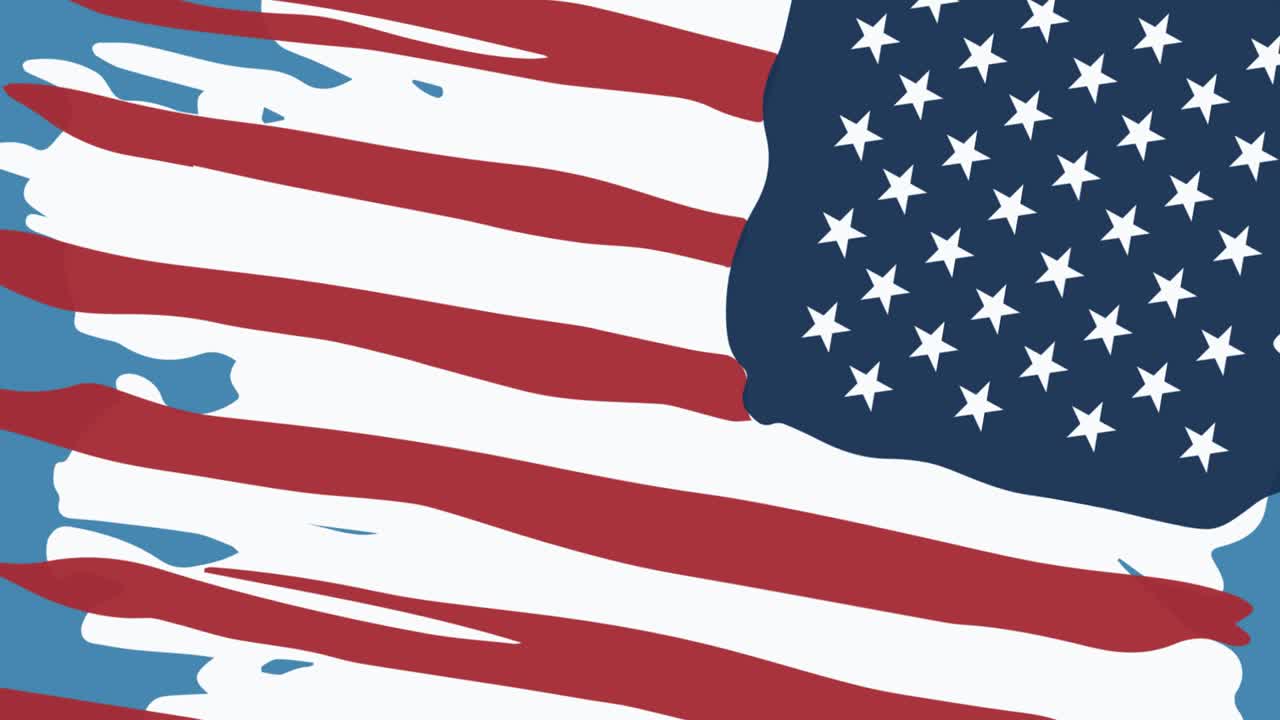 animación de la bandera estadounidense girando sobre un fondo azul