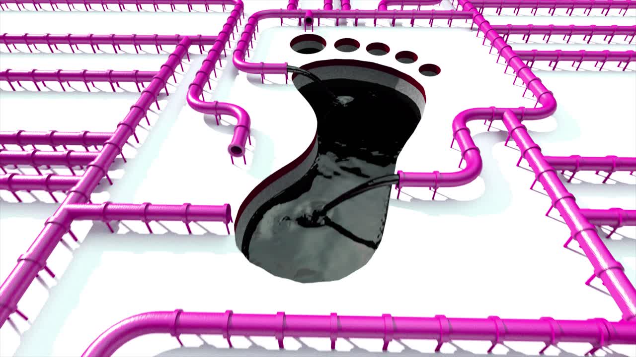 탄소 발자국 오일 파이프라인 분홍색 파이프 라인 발자국 기후 변화