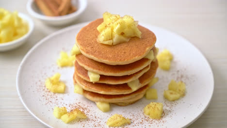 apple pancake or apple crepe with cinnamon powder