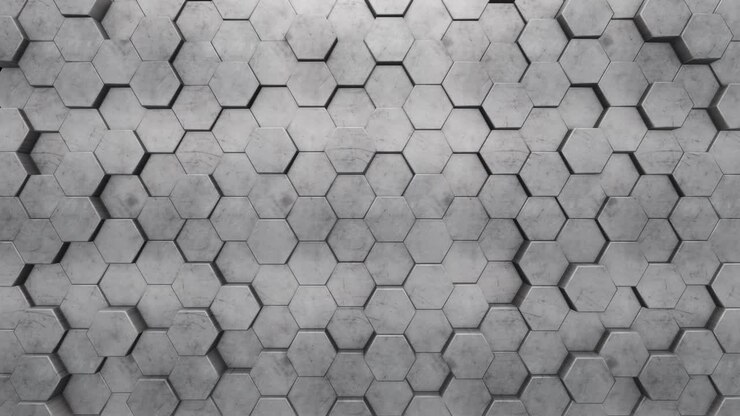 Abstrakter sich bewegender sechseckiger Hintergrund mit Tiefenschärfe, nahtlose 3D-Loop-Animation